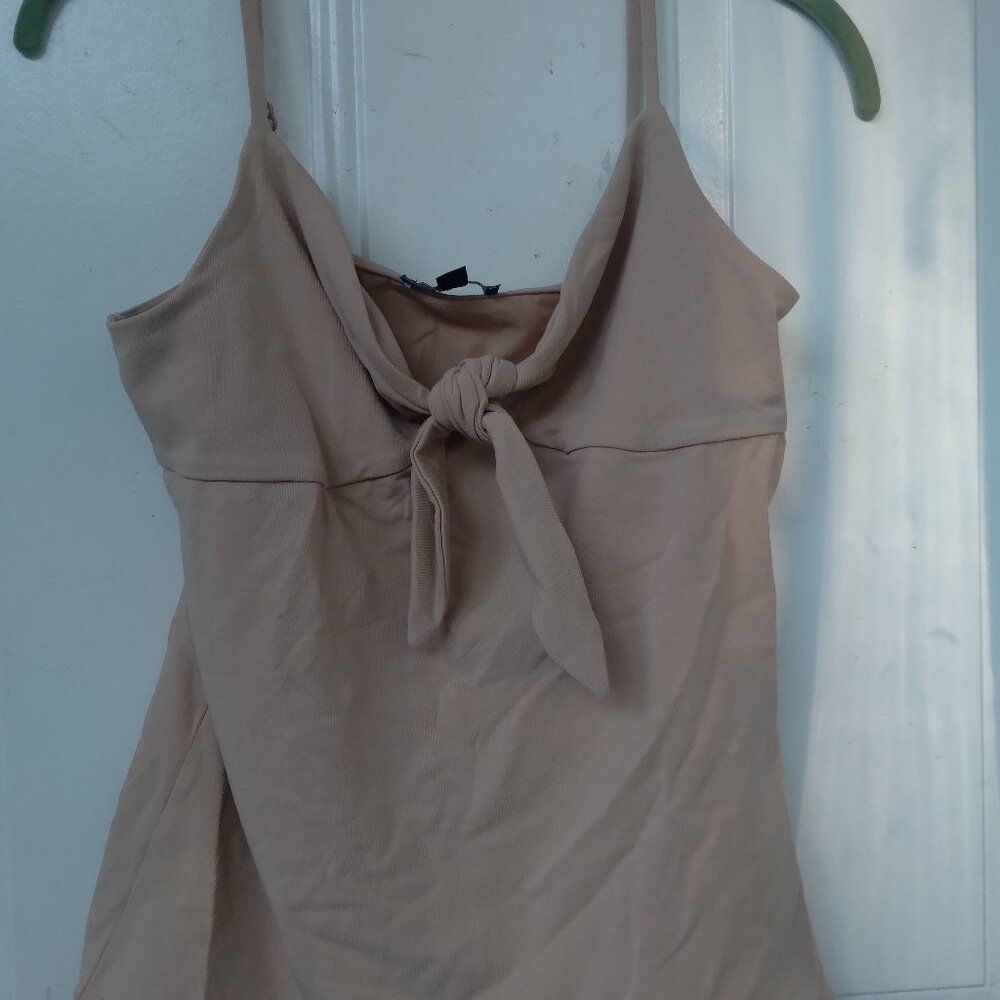 EXPRESS BEIGE SUMMER TOP WITH BOW COTTON ADJUSTABLE STRAPS SIZE Medium